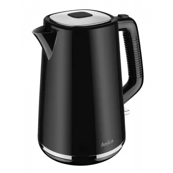AMICA vattenkokare 1,7 L KF304 - 2200 W rostfritt stål sladdlös elektrisk vattenkokare, silver/svart