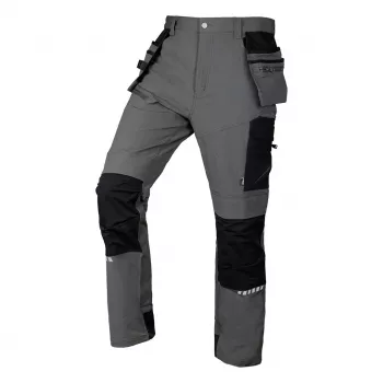 NEO TOOLS Mix&Match 4-vägsstretch arbetsbyxa med Cordura-förstärkning, grå-svart, XXL