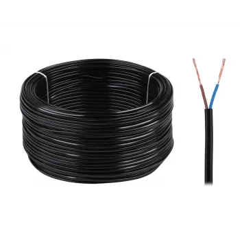 ELEKTROKABEL OMYp 2x0,5 mm² 300/300V svart flexibel PVC-kabel
