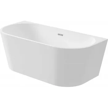DEANTE KDS_015W väggmonterat eller fristående akrylbadkar 150 cm, ovalt, vitt, 220 l kapacitet, integrerat överflöde, inkl. click-clack-avlopp