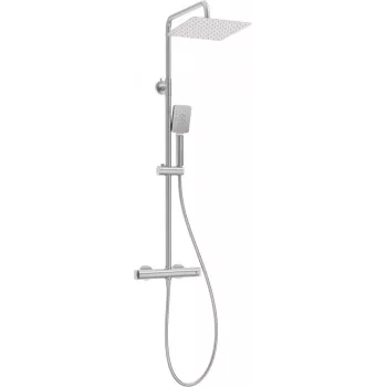 DEANTE NAC_F4HT regnduschsystem med termostatblandare, krom, 250 mm runt huvud, 3-funktionshanddusch, 1500 mm slang, justerbar duschstång