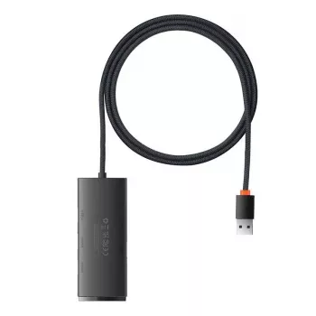 Baseus Lite Series 4-port USB 3.0-hubb - 5Gbps, bus-strömförsörjd, svart (WKQX030101)