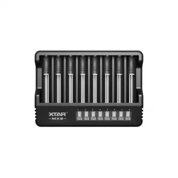 XTAR MX8 USB-C Li-Ion/Ni-MH batteriladdare, 3,7V/1,5V/1,2V