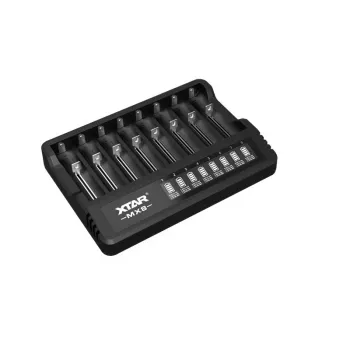 XTAR MX8 USB-C Li-Ion/Ni-MH batteriladdare, 3,7V/1,5V/1,2V