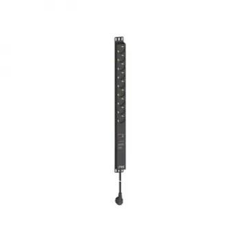 ENOC EPK 09 9-fack grenuttag med överspänningsskydd och nätfilter, 3 m kabel, silver/svart