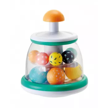 B-KIDS Rollabout Ball Top Infantino – snurrleksak i mint med skallrande bollar för bebisar från 6 månader