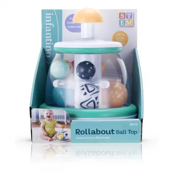 B-KIDS Rollabout Ball Top Infantino – snurrleksak i mint med skallrande bollar för bebisar från 6 månader