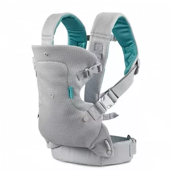 B-KIDS Infantino 4-i-1 omvandlingsbar babysjal, grå, 3,6–14,5 kg, JPMA-certifierad, med avtagbar Wonder Cover™ haklapp