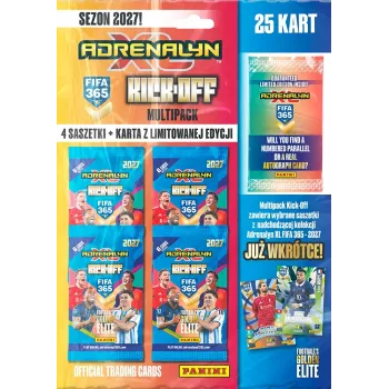 Panini FIFA 365 2027 Adrenalyn XL samlarkort multipack Kick off – 6 boosterpack + 2 Limited Edition-kort