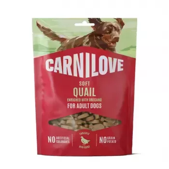 CARNILOVE Dog SOFT Snack Quail enriched with Oregano 200 g - Grain-Free Soft Treats for Adult Dogs
