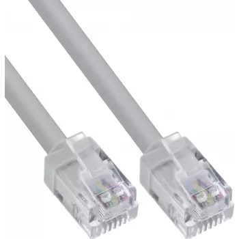 InLine® modulär rundkabel RJ12, kontakt-kontakt, 6-ledare, 6P6C, 3 m, grå