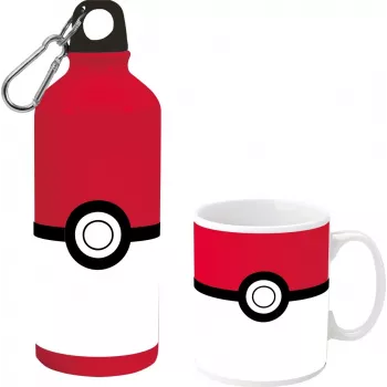 Pokemon aluminiumflaska 500ml med keramikmugg-set