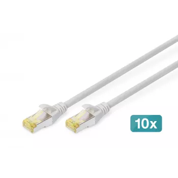 DIGITUS CAT6A S/FTP patchkabel, 0,5 m, grå, 10-pack
