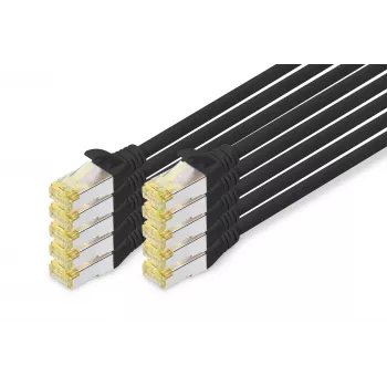 DIGITUS patchkabel – CAT6a – S/FTP – Snagless – Cu – 0,5 m – svart – 10-pack