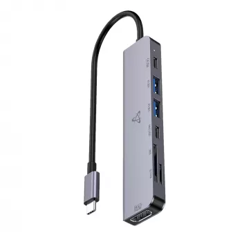 SBOX H-999 7-i-1 USB-C-hubb Space Gray