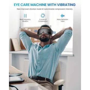 RENPHO Eyeris View ögonmassageapparat med värme, kompression, vibration, Bluetooth, USB-C, vikbar, grå