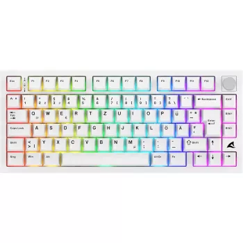 Sharkoon SGK55W SKILLER trådlöst gamingtangentbord, 75 % layout, PBT-keycaps, vit