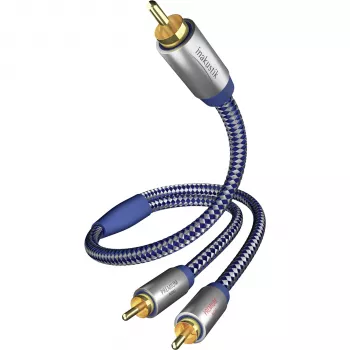 in-akustik Premium Y-subwooferkabel – 2x RCA hane till 1x RCA hane, 3,0 m, svart