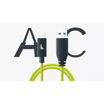 Angelbird USB-A till C 3.2 Solid Flex-kabel lime 1 ft UAC3SFL32