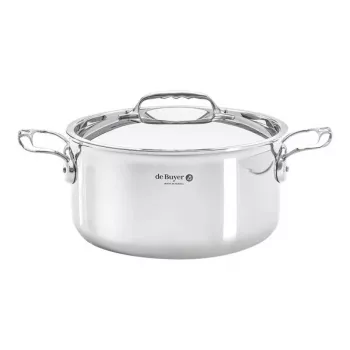 De Buyer Affinity kastrull med skaft i rostfritt stål med lock 24 cm