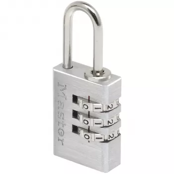 Master Lock 7620EURDCC kombinationslås, aluminiumhölje, härdad stålbygel, 4-siffrigt återställbart, 50 mm höljesbredd, 8 mm bygeldiameter, silver/grå