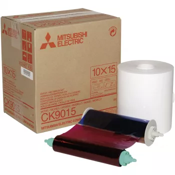 Mitsubishi CK 9015 10 x 15 Print Media Kit - 600 utskrifter, termosublimering, glansigt fotopapper