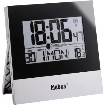 Mebus 41787 radioväggklocka, silver/vit, 30 cm, DCF77