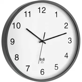 TFA 60.3511.10 radioväggklocka, rund, grå/vit, plast/glas, klassisk design