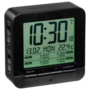 TFA 60.2536.01 radioväckarklocka – digital LCD, svart