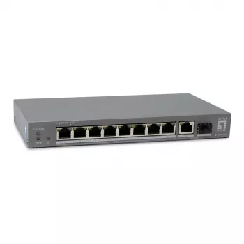 LevelOne PoE+-switch 8xGE PoE/1xGE/1xSFP 120W ohanterad plast