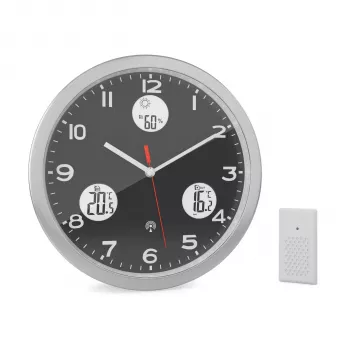 MEBUS 13149 radioväggklocka 30 cm aluminium tyst gång