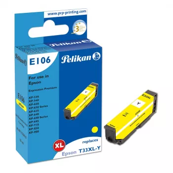 Pelikan E106 kompatibel bläckpatron gul hög kapacitet (XL) för Epson XP-530/540/630/635/640/645/710/830/900 – 1-pack