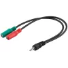 Goobay 3,5 mm teleadapterkabel, 4-polig TRRS-kontakt till 3-polig TRS-uttag, 15 cm, svart