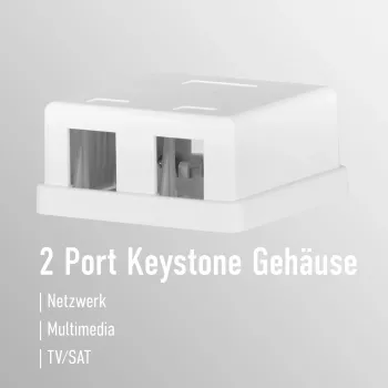 EFB Electronics keystone-anslutningsdosa, 2 portar, utanpåliggande, renvit, tomt hölje