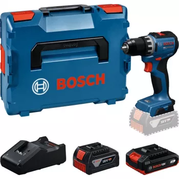 BOSCH batteriskruvdragare GSR18V-52 med 2 batterier 18 volt 4,0 Ah och 2,0 Ah i L-BOXX (detaljhandel)