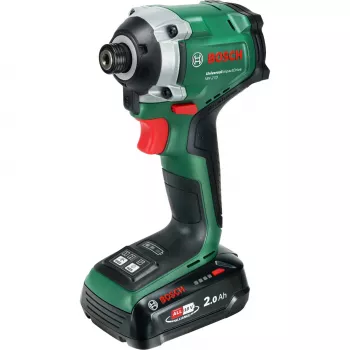 BOSCH UniversalImpactDrive 18V-210 batteridriven slagskruvdragare (18V, 2,0Ah, Li-Ion, 1/4 inch sexkant, 210 Nm, 3400 v/min, väska, POWER FOR ALL ALLIANCE)