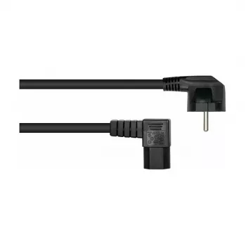 Kabelmeister nätkabel Schuko-kontakt typ E+F 90° vinklad till IEC C15 höger vinklad - 1,8 m svart