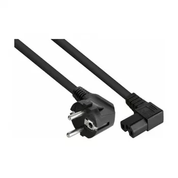 Kabelmeister nätkabel Schuko-kontakt typ E+F 90° vinklad till IEC C15 höger vinklad - 1,8 m svart