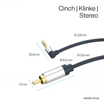 ShiverPeaks Flexline 3,5 mm telekontakt till 2x RCA audiokabel, vinkelkontakt, 0,75m, svart
