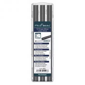 Pica Big Dry allväderspåfyllningsbly för djupmarkeringspenna 2.0, grafit svart, 12-pack
