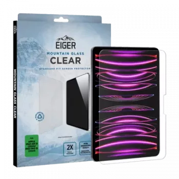 Eiger Premium härdat glasskärmsskydd för Apple iPad Pro 13 inch 2024-2025, Asahi-glas, 2.5D Curved Edge, 9H hårdhet, ultrakla, oleofob beläggning