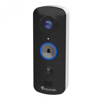 Toucan trådlös videodörrklocka med Chime V3 - 1080p Full HD, 180° vidvinkel, mörkerseende, tvåvägskommunikation, PIR-rörelsedetektering, IP56, svart