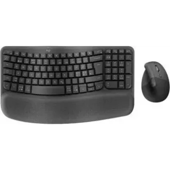 Logitech Wave Keys och Lift Combo - trådlöst ergonomiskt tangentbords- och musset - Bluetooth LE, 2,4 GHz - QWERTY - nordiskt layout - grafit