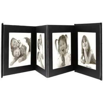 DEKNUDT leporello fotoalbum svart 8 foton 10x15 cm läder