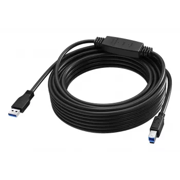 VISION 10 m USB 3.0 aktiv förlängningskabel – nicklade kontakter – 5 Gbit/s – USB A till USB B – svart