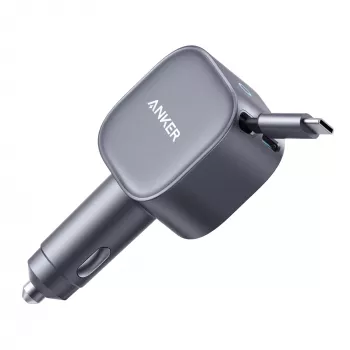 Anker Nano billaddare (75 W, USB-C-port, inbyggd indragbar USB-C-kabel)