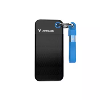 Verbatim Pocket SSD 128GB USB 3.2 Gen 2 - upp till 1000 MB/s, nyckelring, svart/blå (32433)