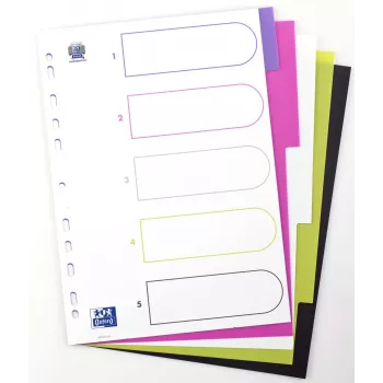 Oxford myColour registerflikar A4 fullformat blanka 5-delade färger sortiment