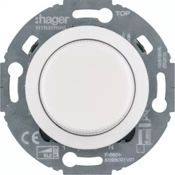 Hager WTN4011WG universell vriddimmer med mittstycke, system 1930/glas, vit, infälld, R L C LED