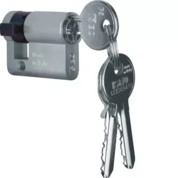 Hager WDA7172 profilhalvcylinder tillbehör, 30/10 mm, förnicklad mässing, 2 nycklar